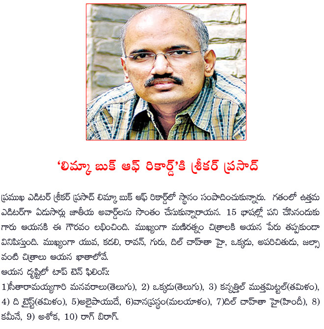 editor srikar prasad,limca book of record for srikar prasad,  editor srikar prasad, limca book of record for srikar prasad, 